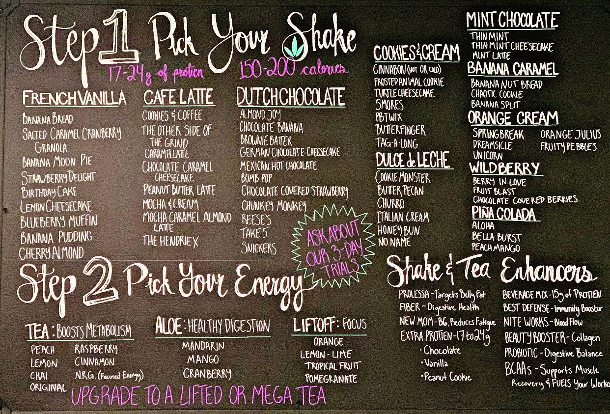 Meal Shakes & Coffee Board